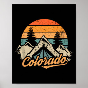 Poster Colorado - Montagnes Rétro Vintage Nature Randonné