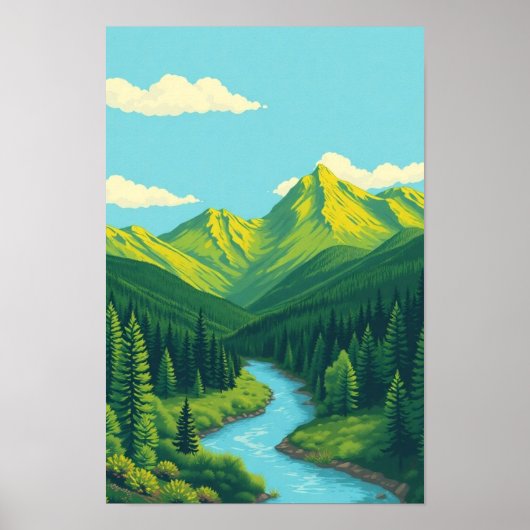 Poster Colorado Mountain Landscape wall art (Devant)