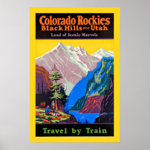 Poster Colorado Rockies - Black Hills et Utah années 1920