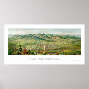 Poster Colorado Springs, carte panoramique de Co - 1890
