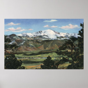 Poster Colorado Springs, CO - Pikes Peak