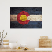 Poster Colorado State Flag on Old Wood Grain (Cuisine)