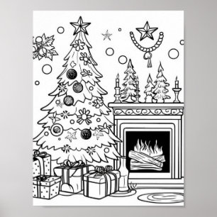 Poster Coloration adulte de l'arbre de Noël