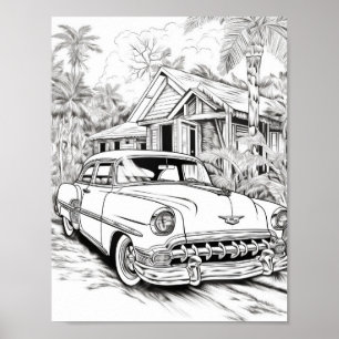 Poster Coloration adulte de voiture classique
