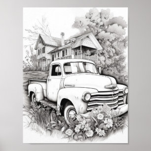 Poster Coloration adulte de voiture classique