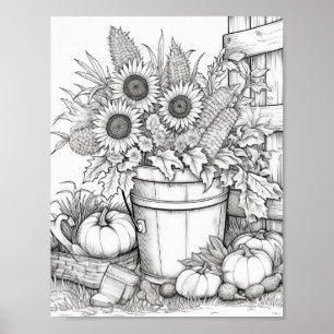 Poster Coloration pour adultes automne/automne