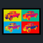 Poster Coloré 1971 Land Rover Pickup Truck Pop Art<br><div class="desc">Coloré 1971 Land Rover Pickup Truck image pop art moderne.</div>