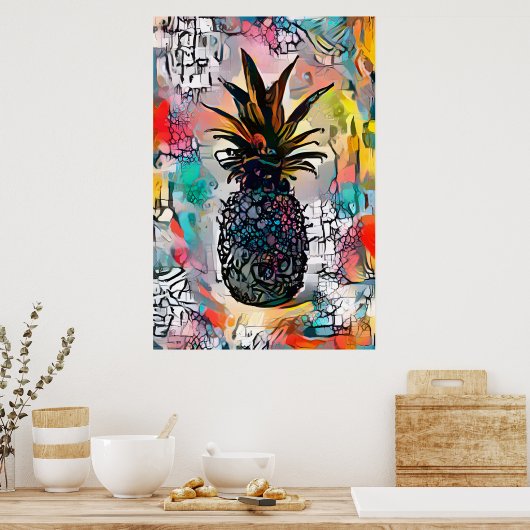 Poster coloré Abstrait ananas (Cuisine)