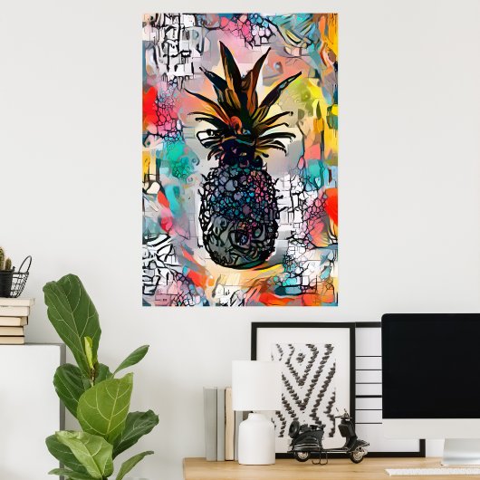 Poster coloré Abstrait ananas (Bureau à domicile)