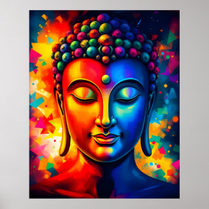 Poster Coloré Abstrait contemporain Bouddha Art