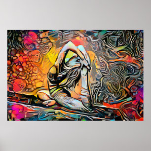 Poster coloré Abstrait de yoga Pose