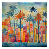 Poster coloré Abstrait Palm Tree (Devant)