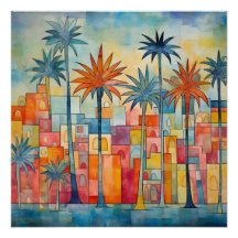 Poster coloré Abstrait Palm Tree