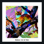 Poster Coloré Abstrait Pop Art Bengale Chat dans l'arbre<br><div class="desc">Cette image d'un chat du Bengale dans un arbre a été créée en utilisant le style pop art Le titre que j'ai choisi est "Bengal cat in a tree", mais vous pouvez le changer. L'image est haute résolution 7168 x 7168 ppi et est téléchargeable.</div>