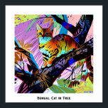 Poster Coloré Abstrait Pop Art Bengale Chat dans l'arbre<br><div class="desc">Cette image d'un chat du Bengale dans un arbre a été créée en utilisant le style pop art Le titre que j'ai choisi est "Bengal cat in a tree",  mais vous pouvez le changer. L'image est haute résolution 7168 x 7168 ppi et est téléchargeable.</div>