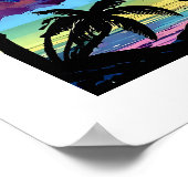 Poster Coloré Abstrait Tropical Paradise Voilier (Coin)