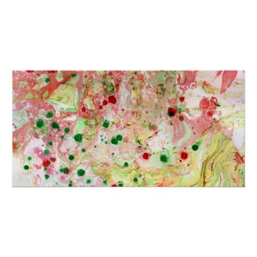 Poster Coloré Art moderne Abstrait rose rouge jaune vert (Devant)