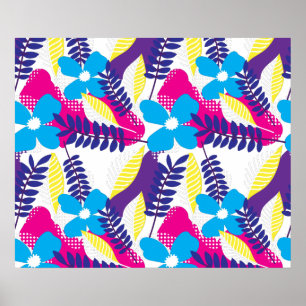 Poster Coloré Chic Floral & Dot Motif avec Feuille