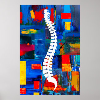 Poster coloré Chiropratique Spine Peinture droite