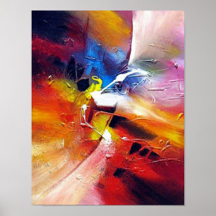 Poster Coloré Contemporain Rouge Jaune Vert Bleu Violet