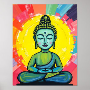 Poster Coloré Crayon Contemporain Inspiré Bouddha