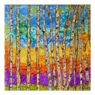 Poster coloré d'arbres d'Aspen - 20" x 20"