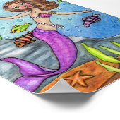 Poster coloré de sirène et de poisson (Coin)