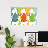Poster coloré de trois femmes (Bureau à domicile)