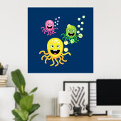 Poster Coloré drôle octopi (Bureau à domicile)