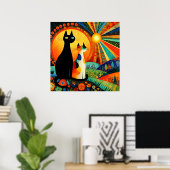 Poster Coloré et amusant, deux chats, (Bureau à domicile)