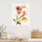 Poster coloré Gerbera Daisy Wallart (Cuisine)