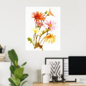 Poster coloré Gerbera Daisy Wallart (Bureau à domicile)