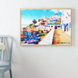 Poster Coloré Maroc Voyage Aquarelle<br><div class="desc">Venez vous déplacer dans les rues animées du Maroc avec nos produits aux motifs et couleurs typiques du Maroc. Cette oeuvre au design complexe capture l'essence des souks animés de Marrakech, la beauté intemporelle du désert du Sahara et les majestueuses montagnes de l'Atlas. Ornée de motifs marocains traditionnels, de travaux...</div>