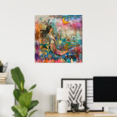 POSTER COLORÉ MERMAID ENCHANTÉ (Bureau à domicile)