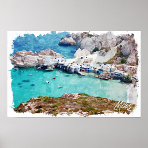 Poster Coloré Milos Grèce Panorama