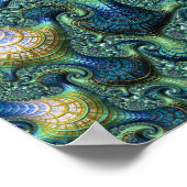 Poster Coloré Moderne Abstrait Fractal Alien Paysage (Coin)