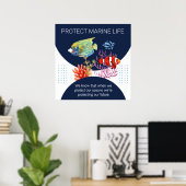 Poster Coloré Moderne Protéger Marine Vie (Bureau à domicile)