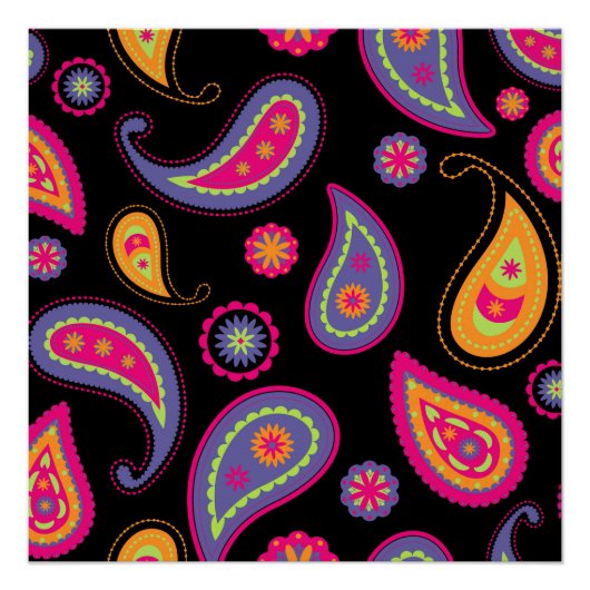 Poster Coloré Paisley sans couture Motif (Devant)