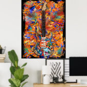 Poster coloré personnalisé Peinture Strat Guitare  (Bureau à domicile)
