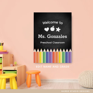 Poster Coloré personnalisé Retour à l'école Accueil