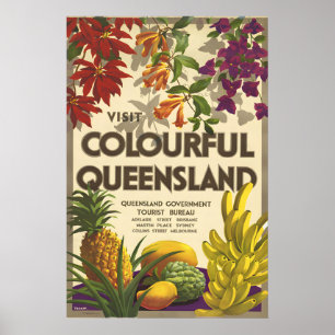 Poster Coloré Queensland - Voyage en Nouvelle-Zélande Vin