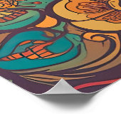 Poster Coloré Retro les années 70 Psychedelic AI Art (Coin)