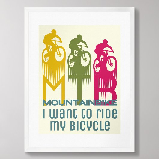 Poster Coloré retro Mountainbike MTB Mountainbiker