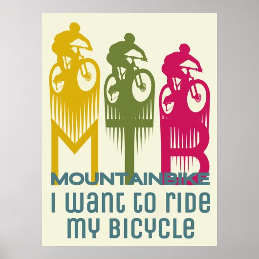 Poster Coloré retro Mountainbike MTB Mountainbiker (Devant)