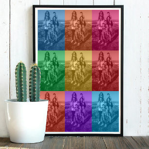 Poster Coloré Retro Pop Art Famille Photo personnalisée G