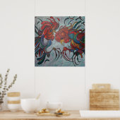 Poster Coloré Roosters de la ferme (Cuisine)