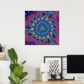 Poster Coloré rose et bleu clair fractal (Bureau à domicile)