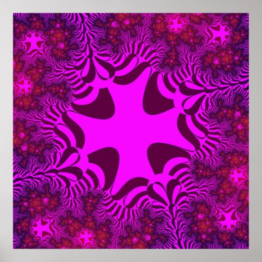 Poster Coloré rose et violet fractal (Devant)