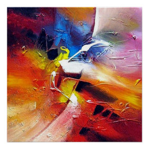 Poster Coloré Rouge Jaune Vert Bleu Rose Expressionnisme