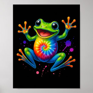 Poster Coloré Tie Tee Frog Retro Peace Cute Style Cadeaux